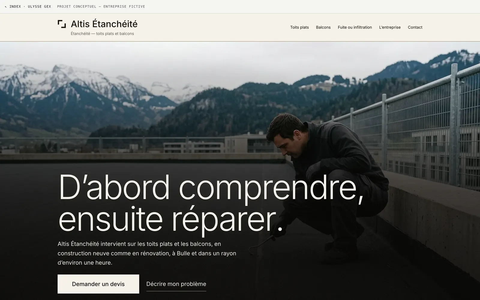 Page d’accueil du site Altis Étanchéité