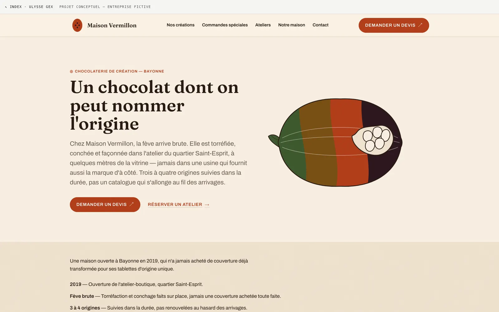 Page d’accueil du site Maison Vermillon